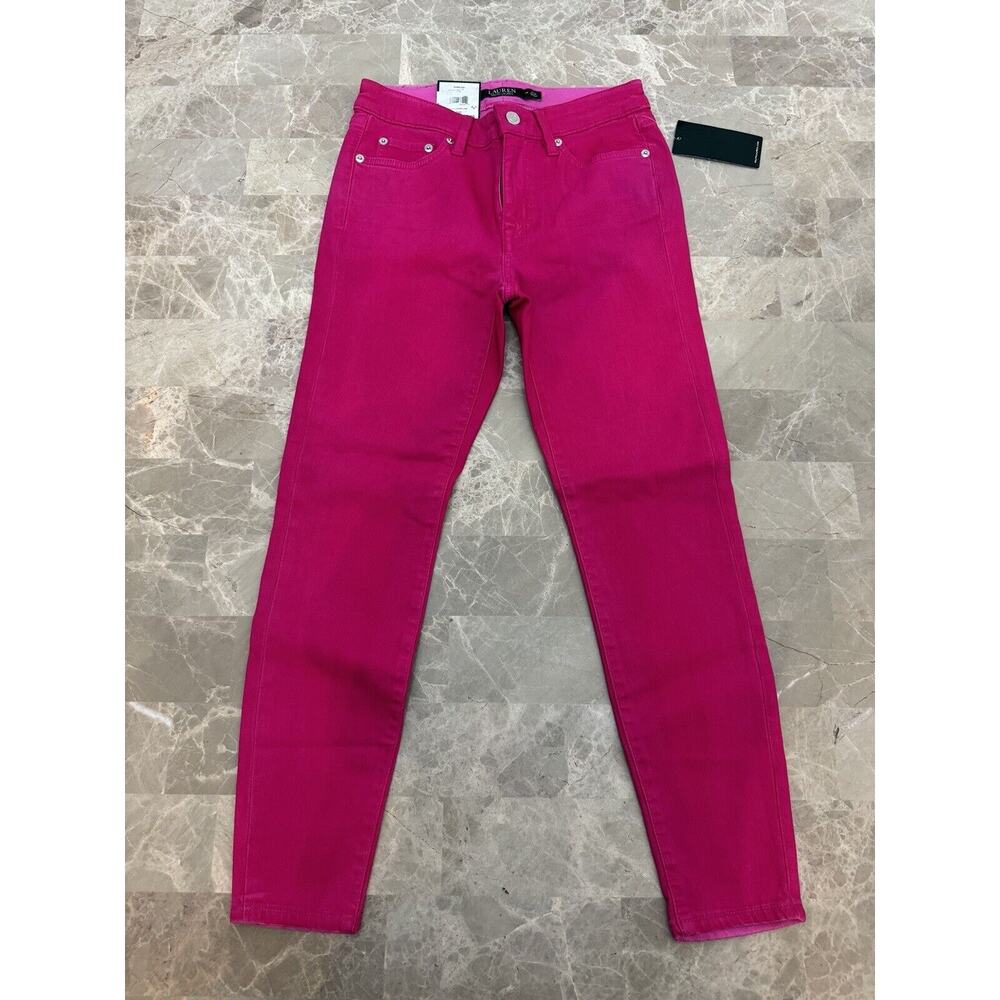 Lauren Ralph Lauren Women's 2P Barbie Hot Pink Premier Skinny Cropped Jeans Rare